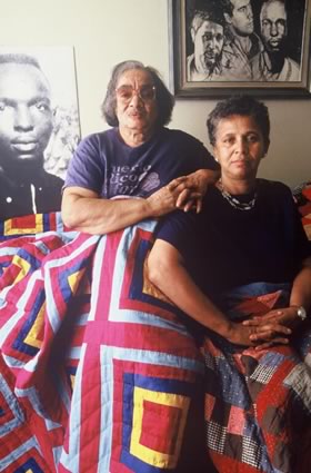 <b>Fannie Lee R. Chaney and Rugh Howard Chambers.</b>  Mrs. Chaney is the mother of civil rights worker James Chaney (portrait on the left), who was murdered in Mississippi in 1964 with two other men, Mickey Schwerner and Andrew Goodman (picture of all three on the right).  New York, NY, September 1993.