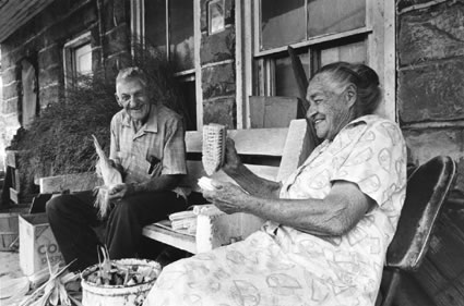 <b>Couple shucking corn.</b> Barwick, KY, 1978.