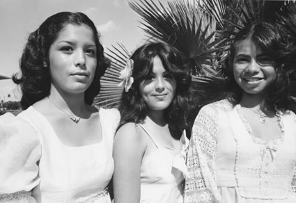 <b>Latina girls at Quinceanera (15th birthday) celebration.</b> Brownsville and Harlingen, TX, 1978.
